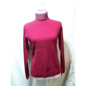 A. Giannetti Cashmere Top Turtleneck Sweater Ribbed Red Small Holiday